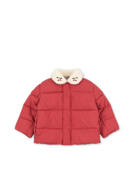 Konges Slojd - Alpi Collar Kinder Winterjacke in Rot mit Teddy Kragen