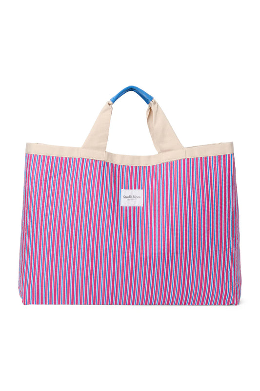 Studio Noos - Rasberry Poplin Strandtasche mit Henkel gestreift