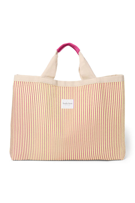 Studio Noos - Butteryellow Poplin Strandtasche mit Henkel gestreift
