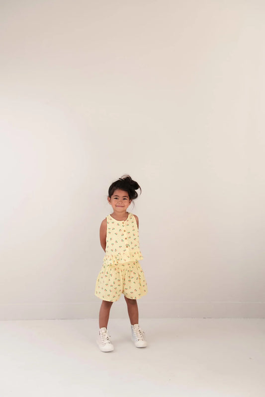 Jenest - Short - Summer Shorts Flower aus Leinenbaumwolle in Yellow
