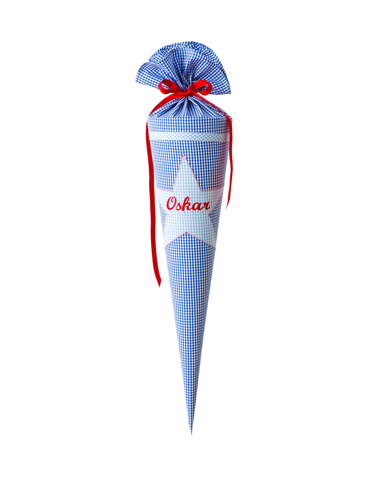 Paula & Ferdinand - Schultüte Vichy Karo Royalblau - Hellblau, personalisiert inkl. Füllwatte