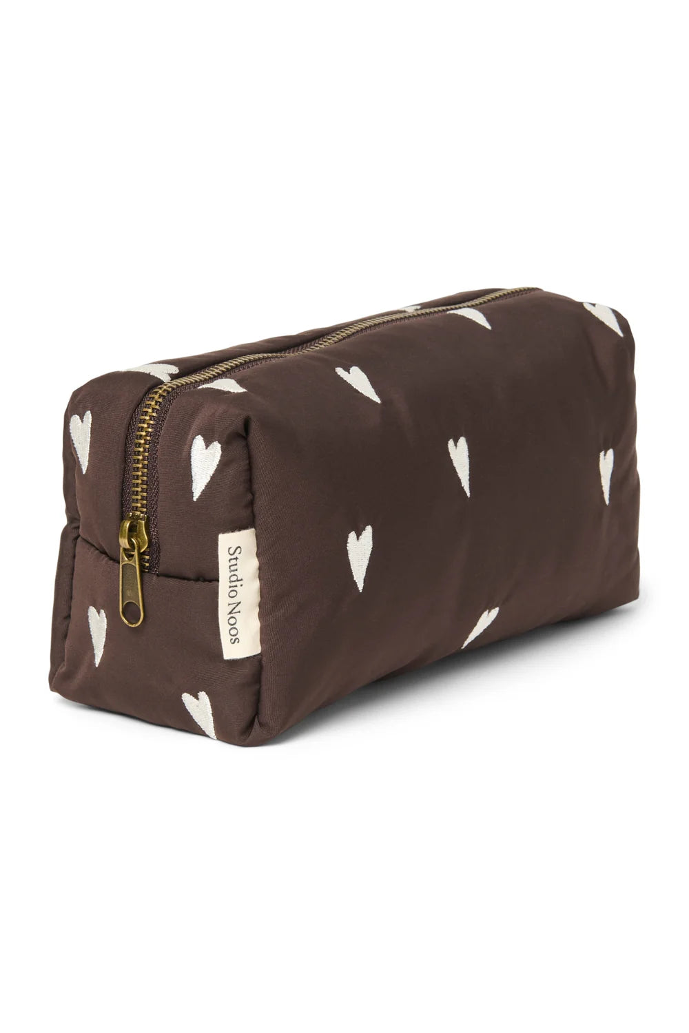 Studio Noos Kosmetik / Windeltasche - Brown Puffy Hearts Pouch