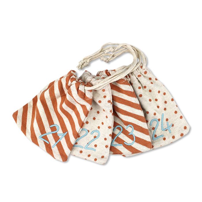 Ava & Yves - Adventskalender Säckchen in Beige / Hellblau