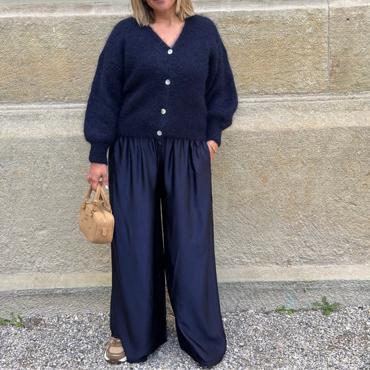 Stadtkinder - Satinhose in Dunkelblau Onesize mit Gummizug