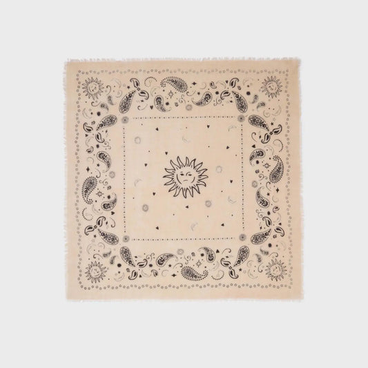Stadtkinder - Bandana Tuch in Beige shwarz 70 x70 100 % Leinenwolle