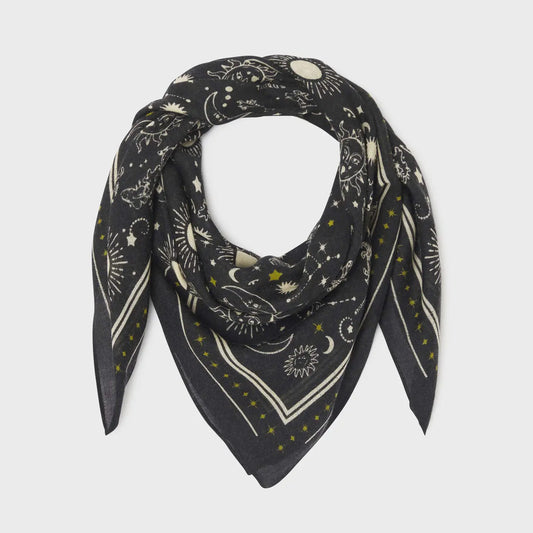 Stadtkinder - Bandana Tuch in Creme schwarz 70x70 Leinenwolle 100 % Leinenwolle