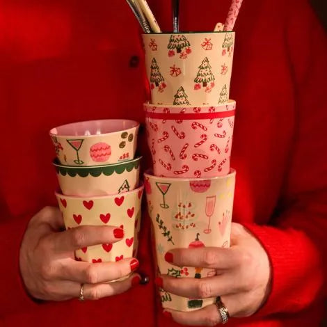 Rice - Christmax Becher groß Candy Cane Zuckerstange in Pink / rot