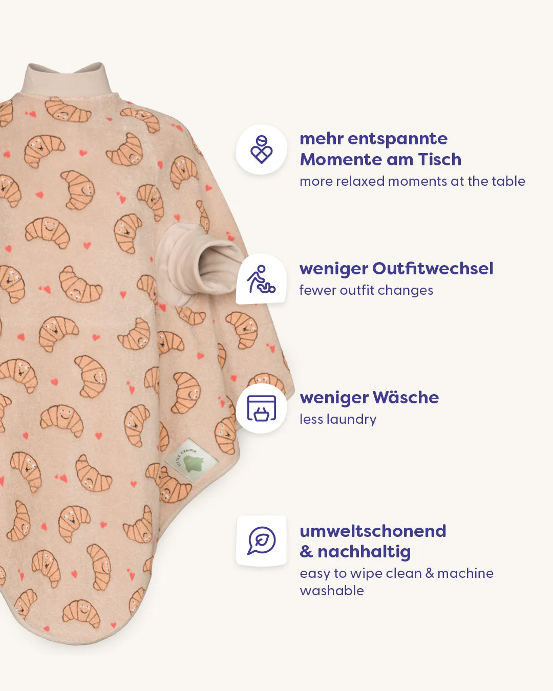 Little Casimir - Kinder Boo Lätzchen Croissant in Beige