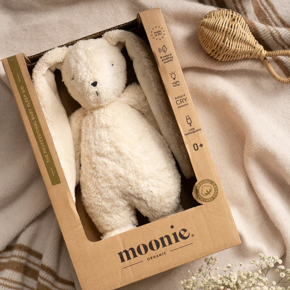 Moonie - Bunny Kuscheltier / Einschalfhilfe & Licht in Sand 2.0 Organic Humming