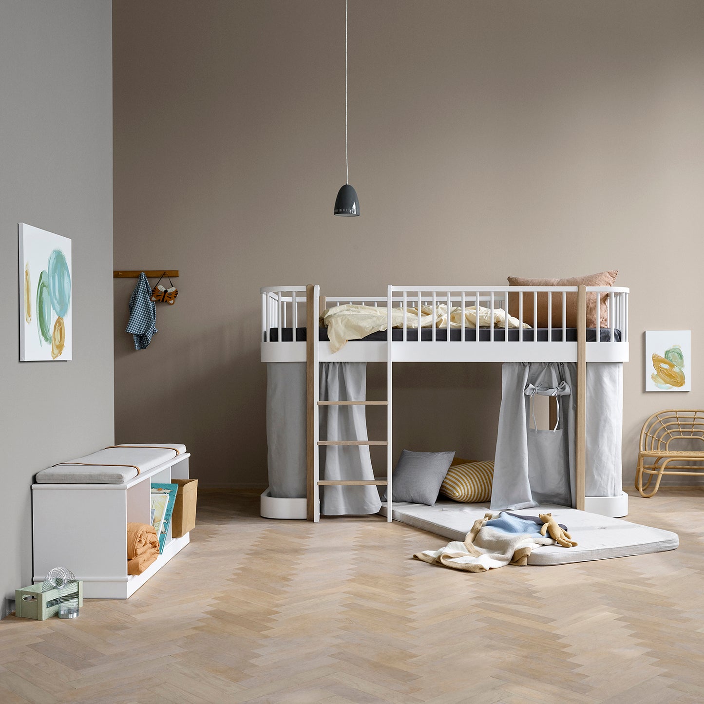 Oliver Furniture Wood Original Halbhohes Hochbett - Weiß/ Eiche