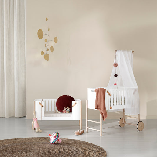 Oliver Furniture Wood Beistellbett inkl. Umbauset zur Bank - Weiß/ Eiche