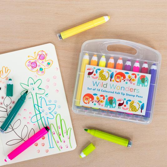 Rex- Wild Wonders Filzstifte inkl.Stempel 18er Set in Bunt