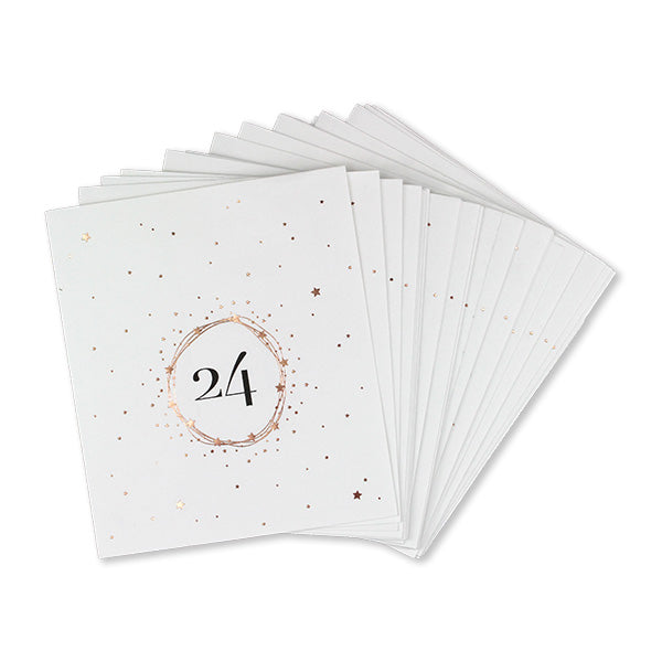 Ava & Yves - Adventskalendetüten 24 Stück mit Zahlen 1-24 in weiss / rosegold