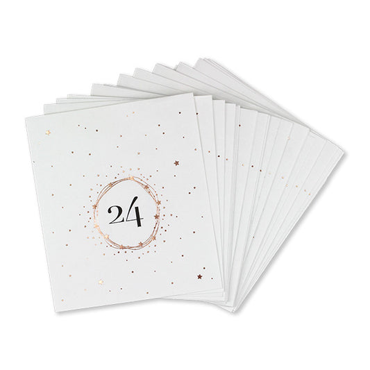 Ava & Yves - Adventskalendetüten 24 Stück mit Zahlen 1-24 in weiss / rosegold