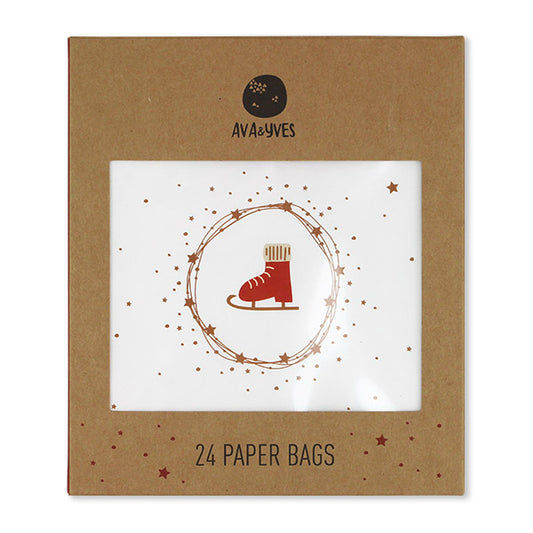Ava & Yves - Adventskalendetüten 24 Stück mit Zahlen 1-24 in weiss / mit roter Trommel
