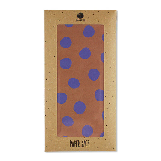 Ava & Yves - Papiergeschenktüten braun mit blauen Punkten