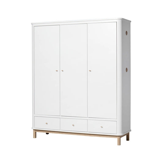 Oliver Furniutre Wood 3er Kleiderschrank in Weiss/Eiche