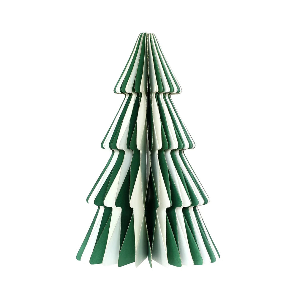 von Rike - Weihnachtsbaum Streifen in Dunkelgrün / beige  15 cm mit Magnetverschluss