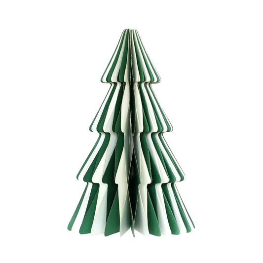 von Rike - Weihnachtsbaum Streifen in Dunkelgrün / beige  15 cm mit Magnetverschluss