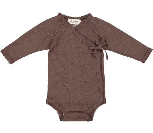 MAR MAR Copenhagen - Belita Wickelbody Pointelle 100 % Merinowolle in Terre braun