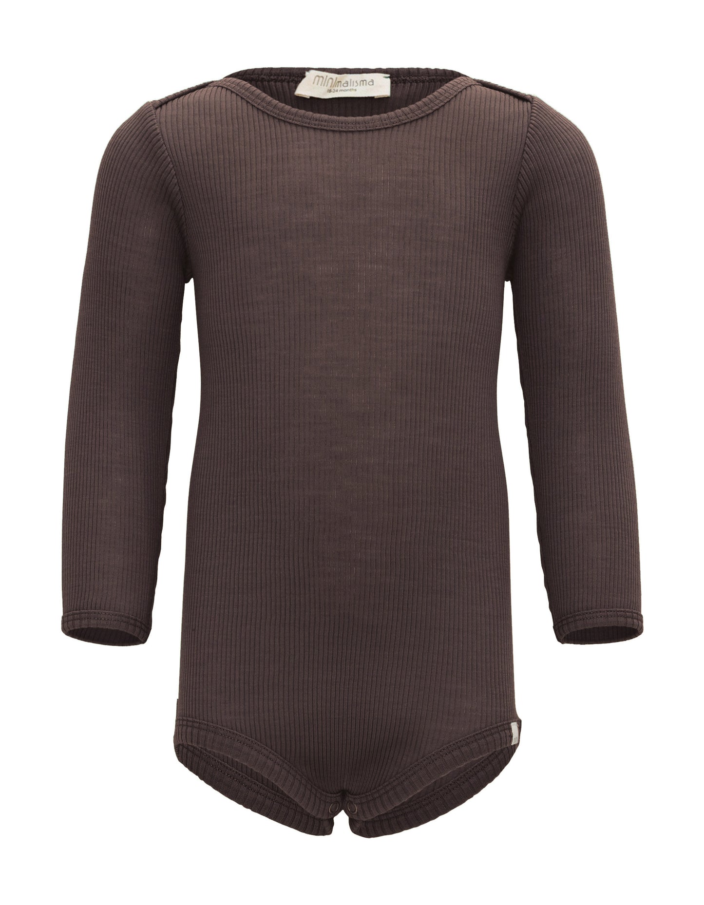 Minimalisma - Alaska Baby Langarm Body in Dark Chocolate aus 100 % Merinowolle