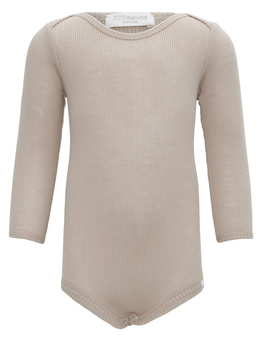Minimalisma - Alaska Baby Langarm Body in Camel Melange aus 100 % Merinowolle