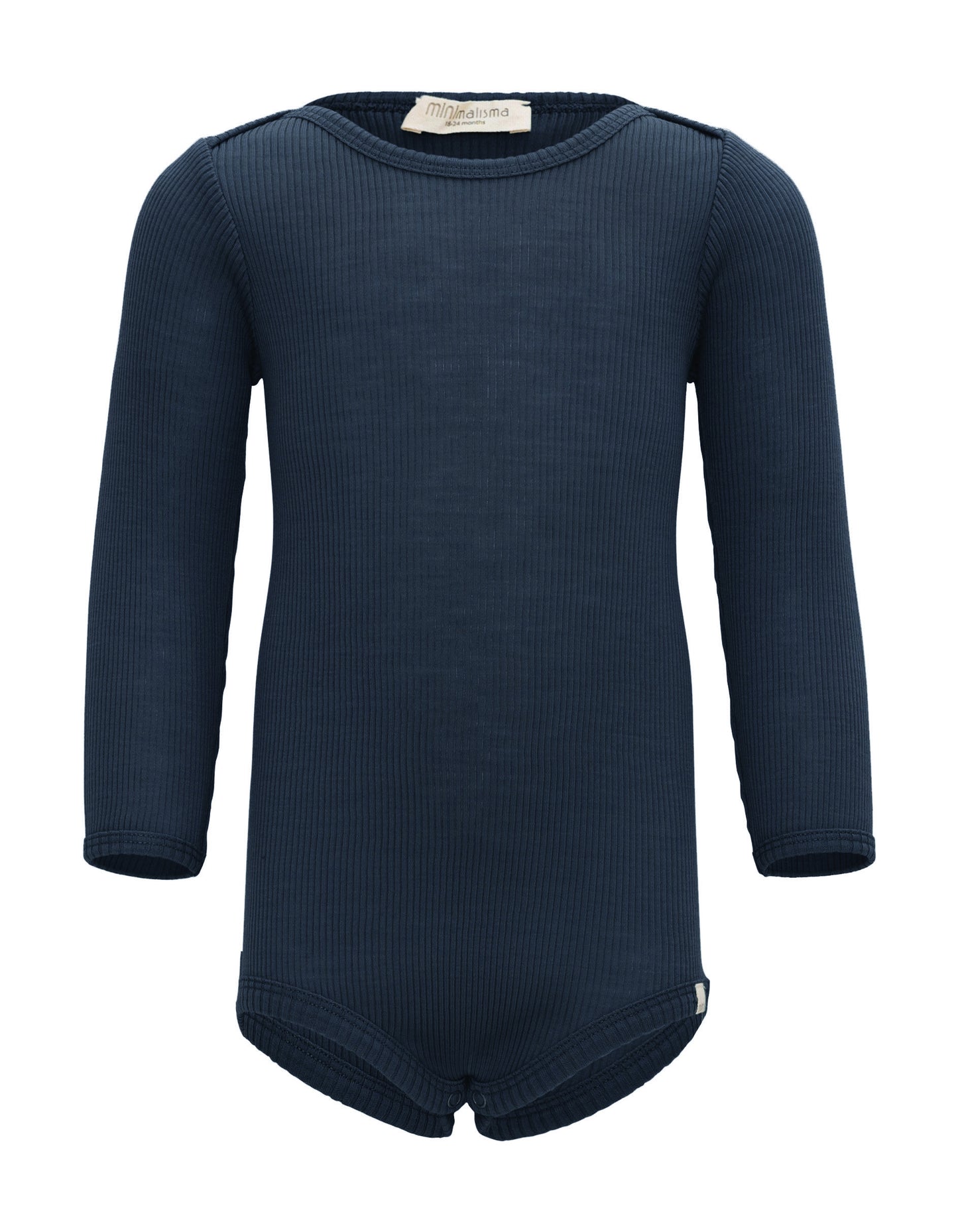Minimalisma - Alaska Baby Langarm Body in Night Blue aus100 % Merinwolle