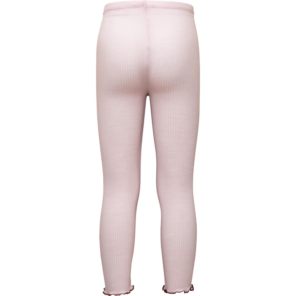 Minimalisma - Arona Frill Baby Leggings in Rose mit Bordeaux aus 100 % Merinowolle
