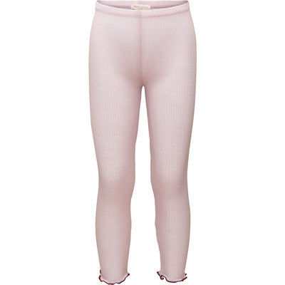 Minimalisma - Arona Frill Baby Leggings in Rose mit Bordeaux aus 100 % Merinowolle