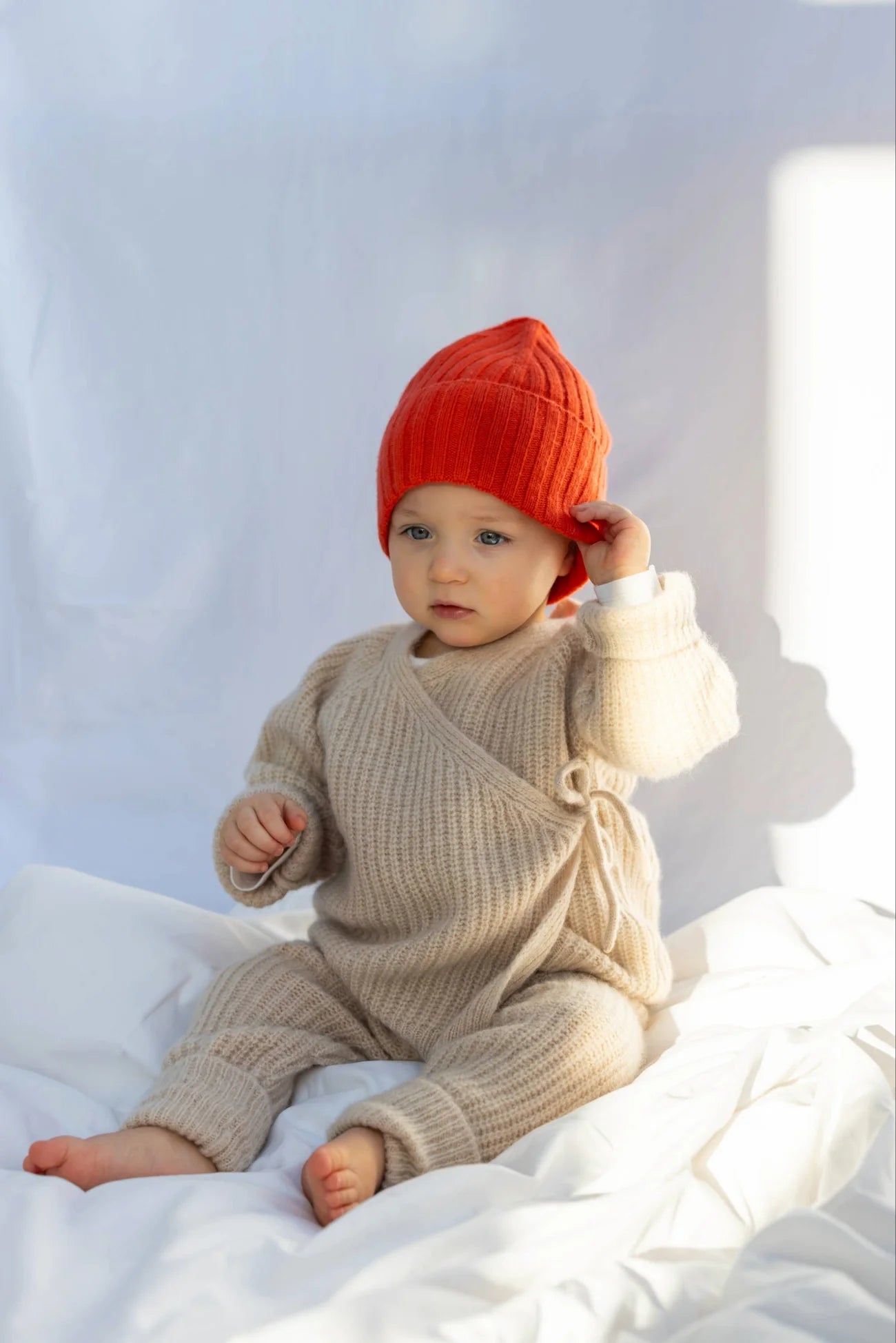 Papalobster - Babyhose COSI aus 100 % Kaschmir  in Beige Melange