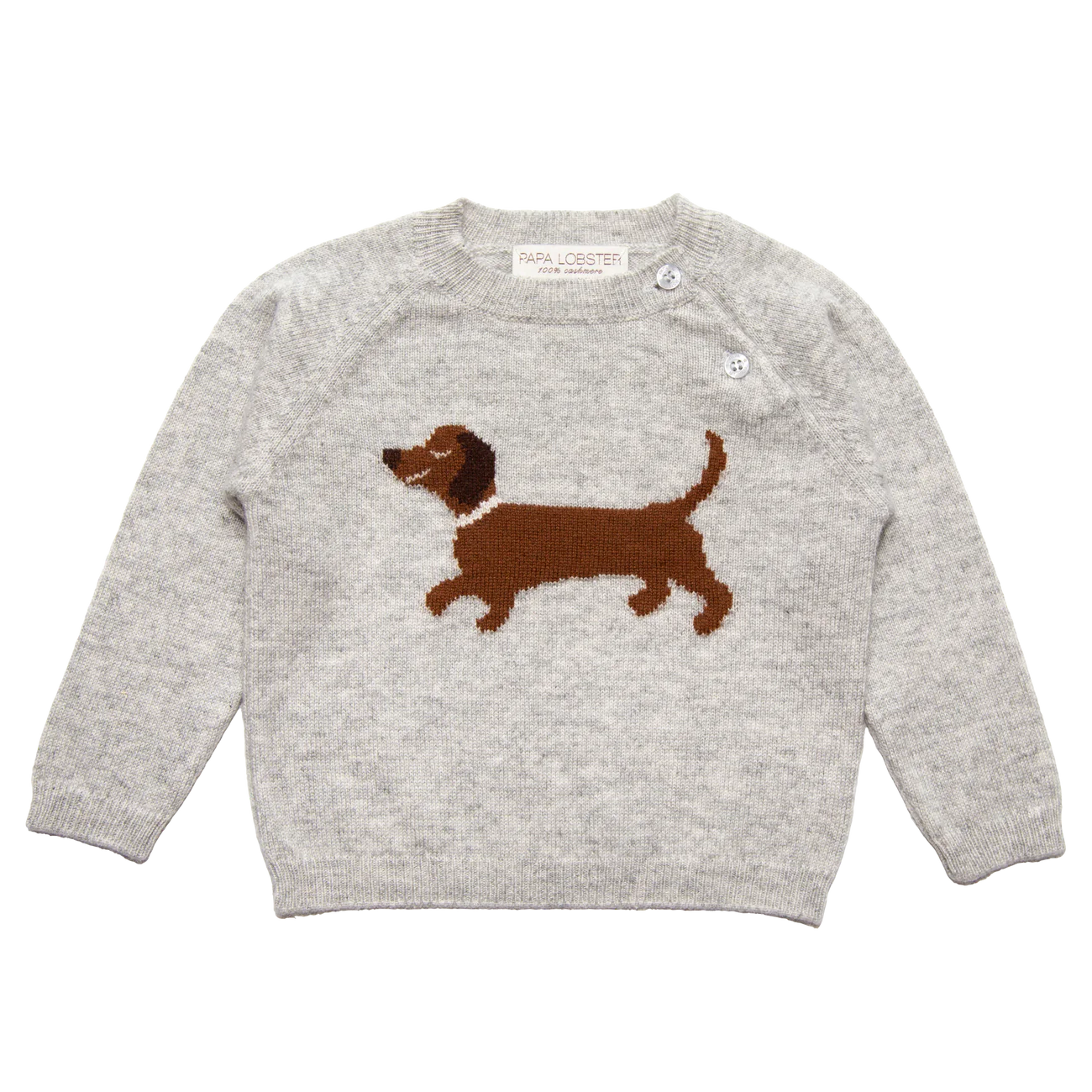 Papalobster - Kaschmirpullover Dackel mit pinken Halsband