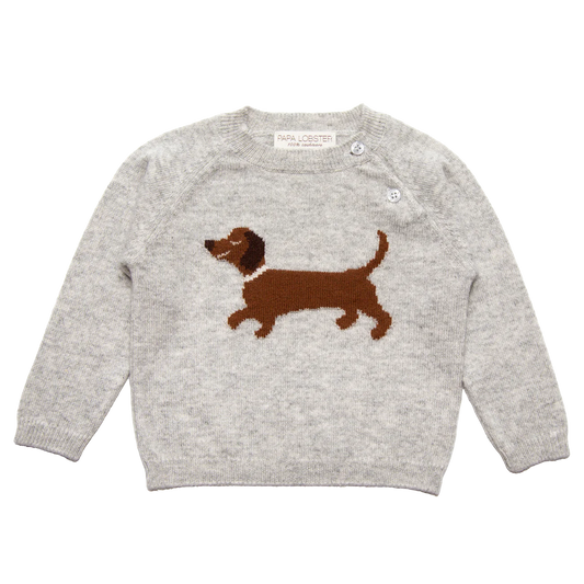 Papalobster - Kaschmirpullover Dackel mit pinken Halsband