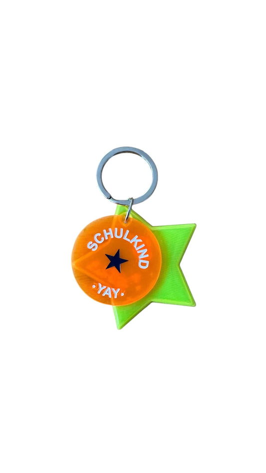 von Rike Schlüsselanhänger Schulkind Neongelb Reflektor Stern