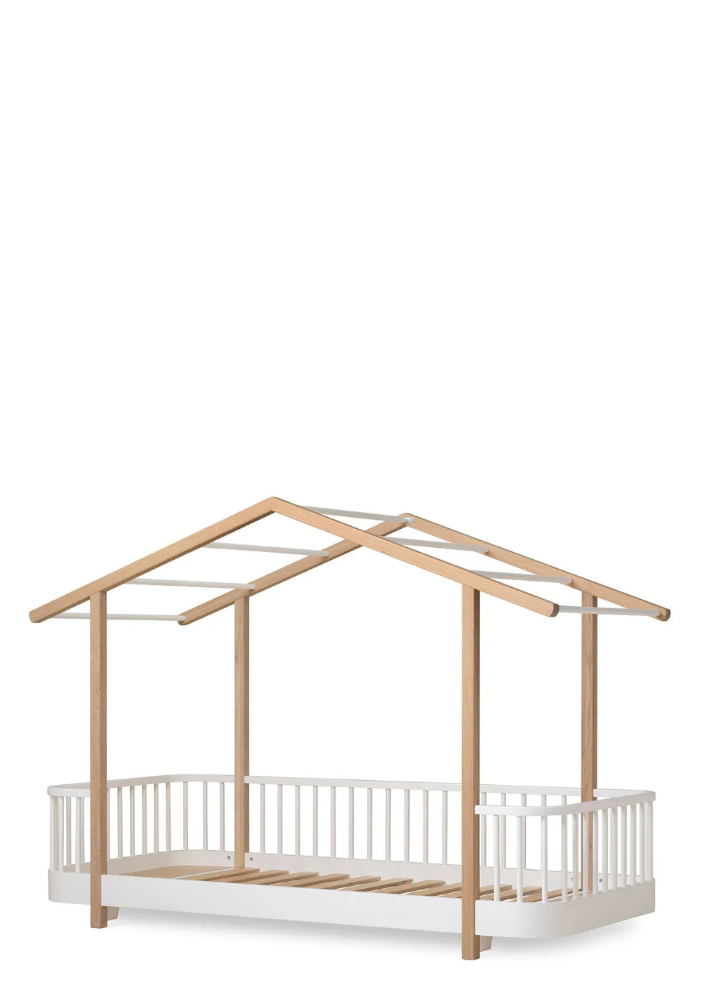 Oliver Furniture - Wood Original Hausbett 90x200 in weiss / eiche ohne Himmelbezug
