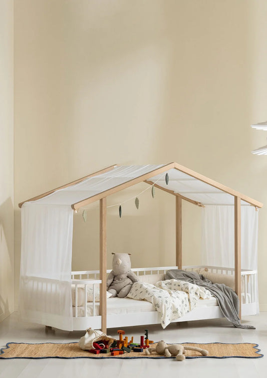 Oliver Furniture - Wood Original Hausbett 90x200 in weiss / eiche ohne Himmelbezug