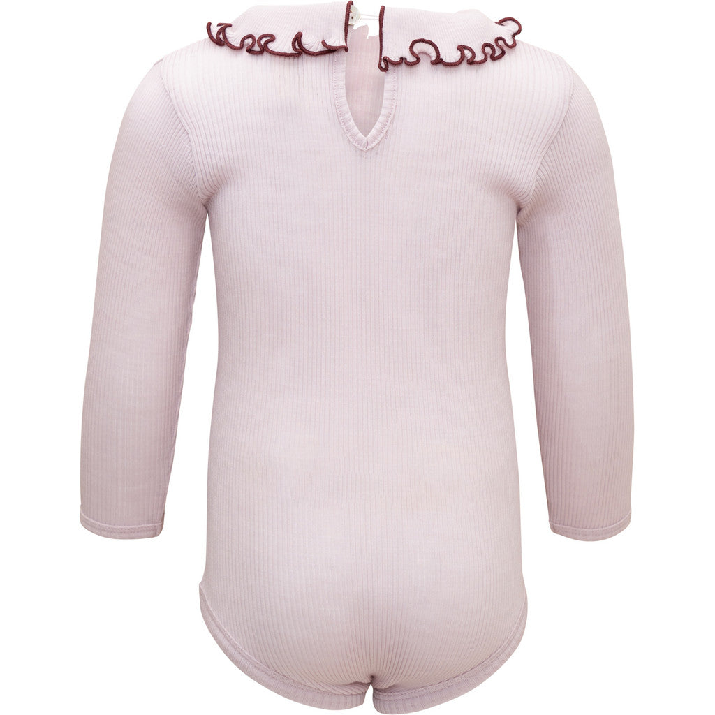Minimalisma - Athena  Baby Langarmbody mit Bubikragen in Rose/ Bordeaux
