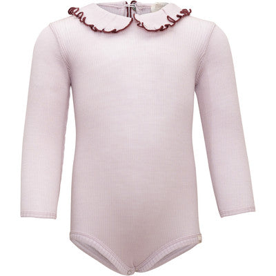 Minimalisma - Athena  Baby Langarmbody mit Bubikragen in Rose/ Bordeaux