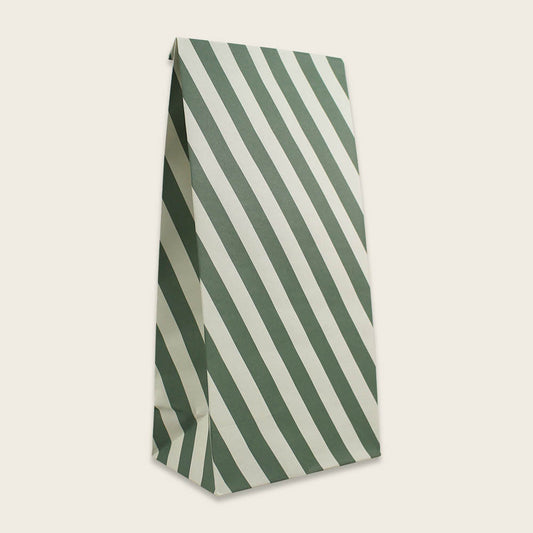 Ava & Yves - Papiergeschenktüten in Creme / Grün gestreift