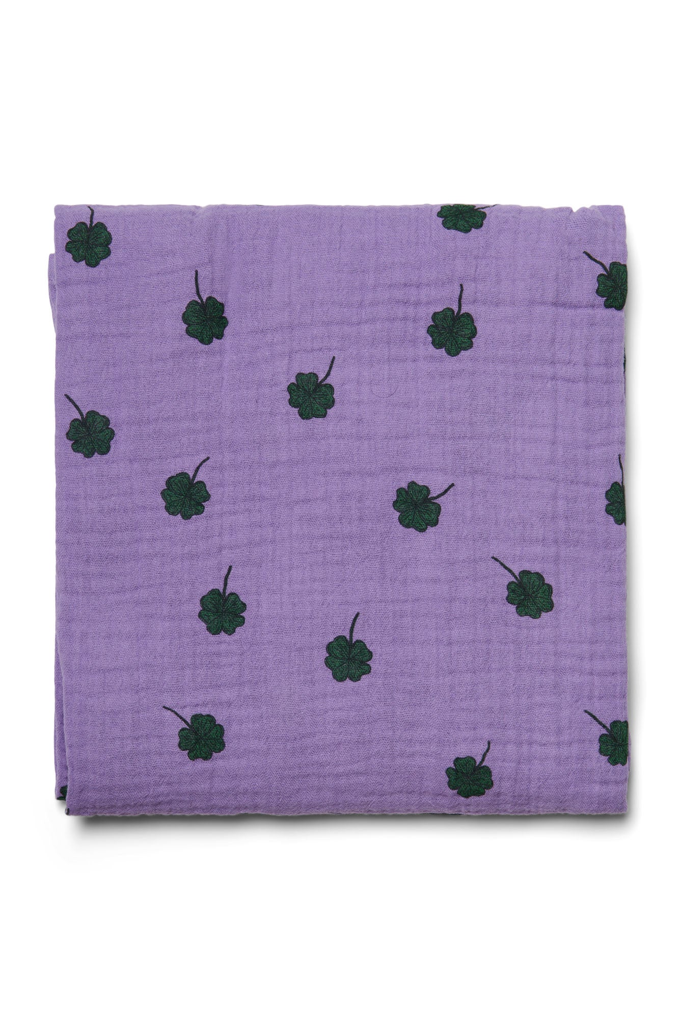 Studio Noos - Swaddles in Lila mit Kleebättern  in gross 120x120  aus Biobaumwolle
