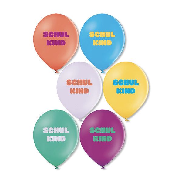 Ava & Yves - Schulkind Luftballons aus 100 % Naturkautschuk bunt 12 er Set