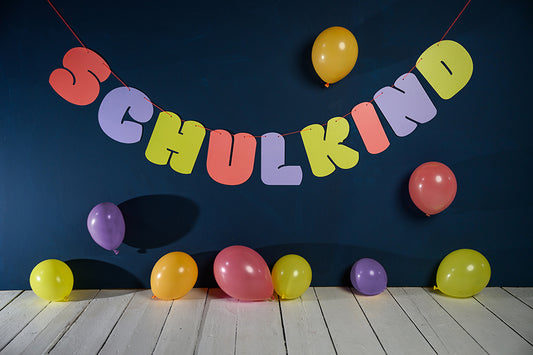 Ava & Yves - Schulkindgirlande Rainbow Koralle/   Neongelb & Flieder