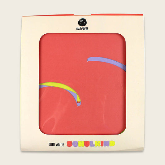 Ava & Yves - Schulkindgirlande Rainbow Koralle/   Neongelb & Flieder