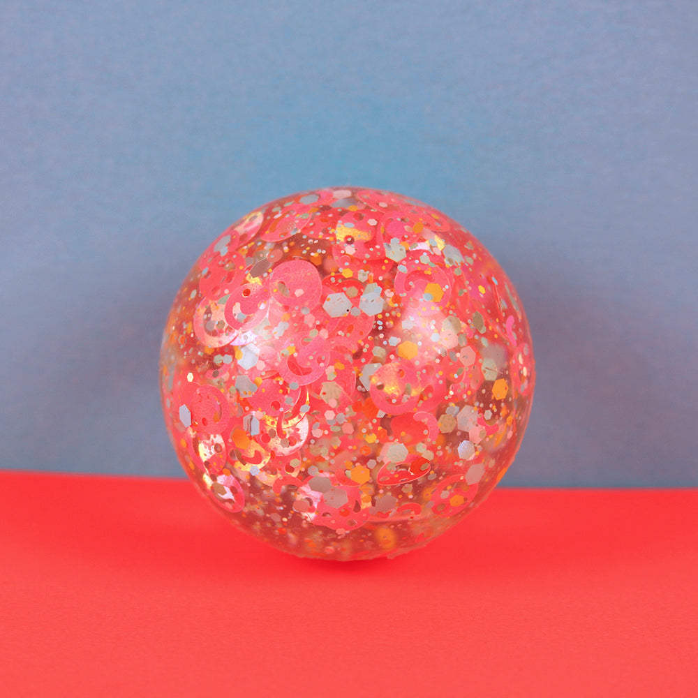 Ava & Yves - Glitzer Flummi Glitzer Smiles  neonpink
