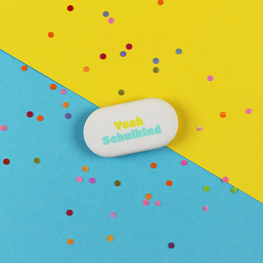 Ava & Yves - Yeah Schulkind Radiergummi  in Gelb / Mint in Oval
