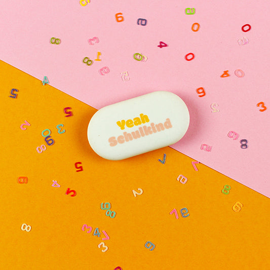 Ava & Yves - Yeah Schulkind Radiergummi  in Rosa / Orange in Oval