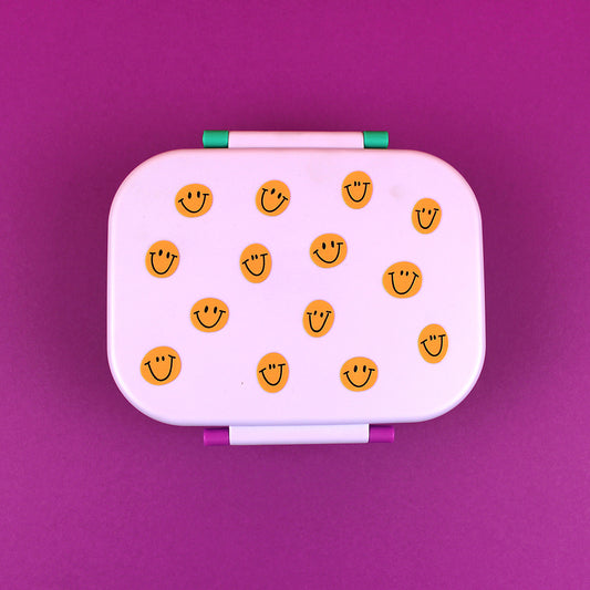 Ava&Yves - Brotdose / Lunchbox mit herausnehmbarem Einsatz, Smile flieder/grün/violett inkl. Geschenkverpackung