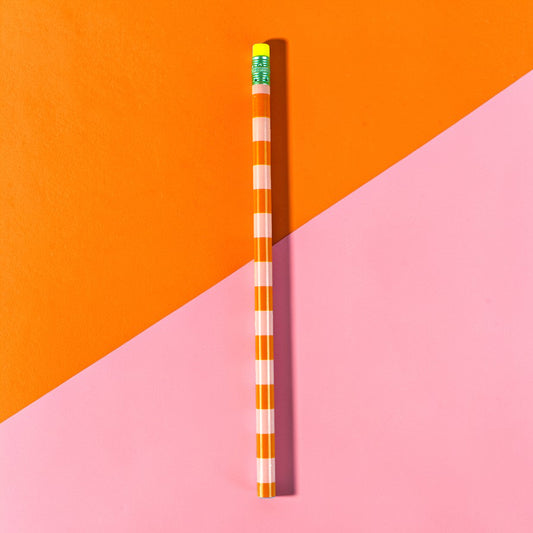 Ava&Yves - Bunter Bleistift Stripe rosa orange inkl. Radiergummi