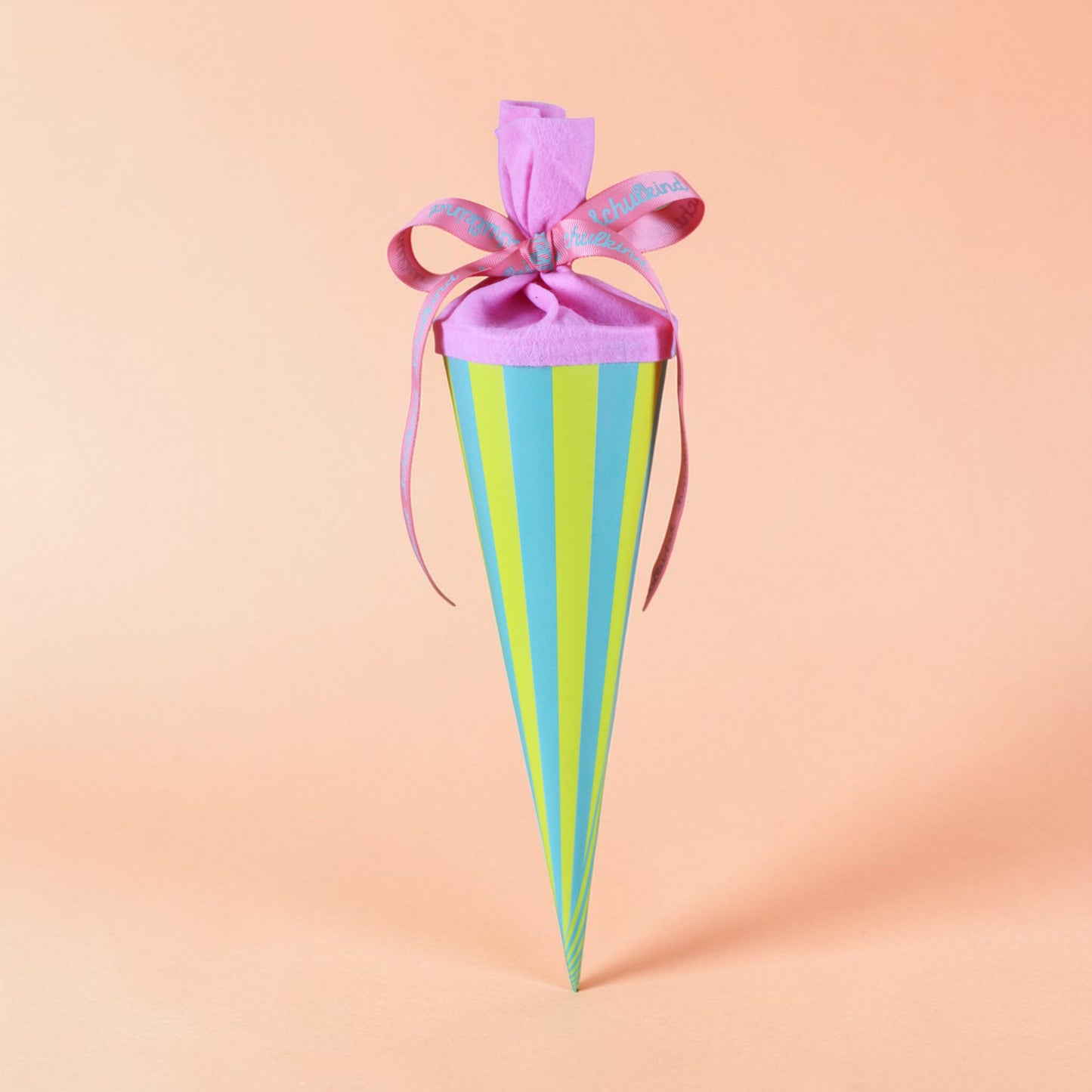 Ava & Yves - kleine Schultüte 35 cm mint / Zitrone mit rosa Gestreift