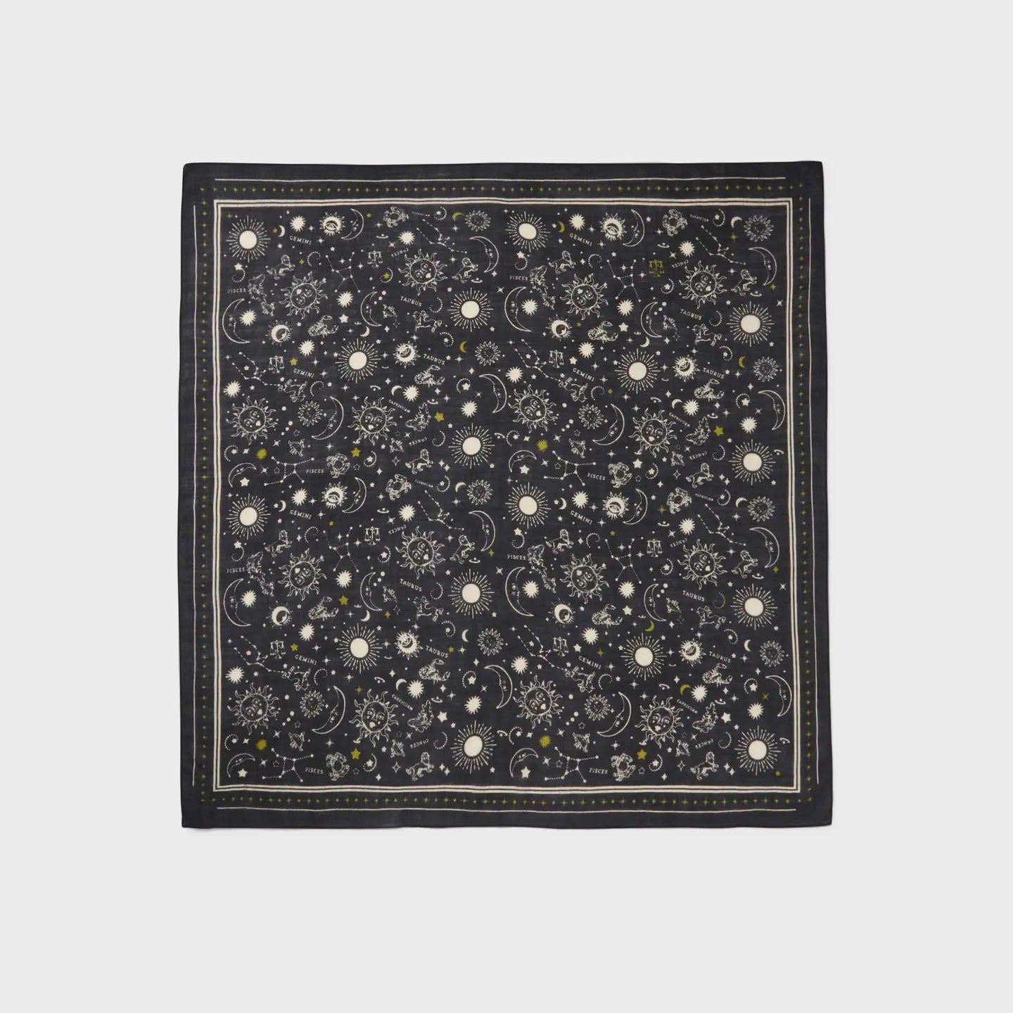 Stadtkinder - Bandana Tuch in Creme schwarz 70x70 Leinenwolle 100 % Leinenwolle
