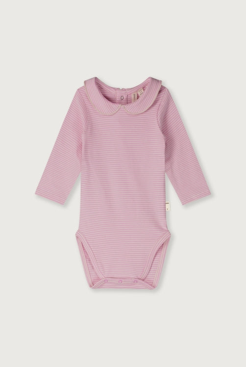 Gray Label _- Body Langarm mit Kragen in Bubblegum / creme gestreift
